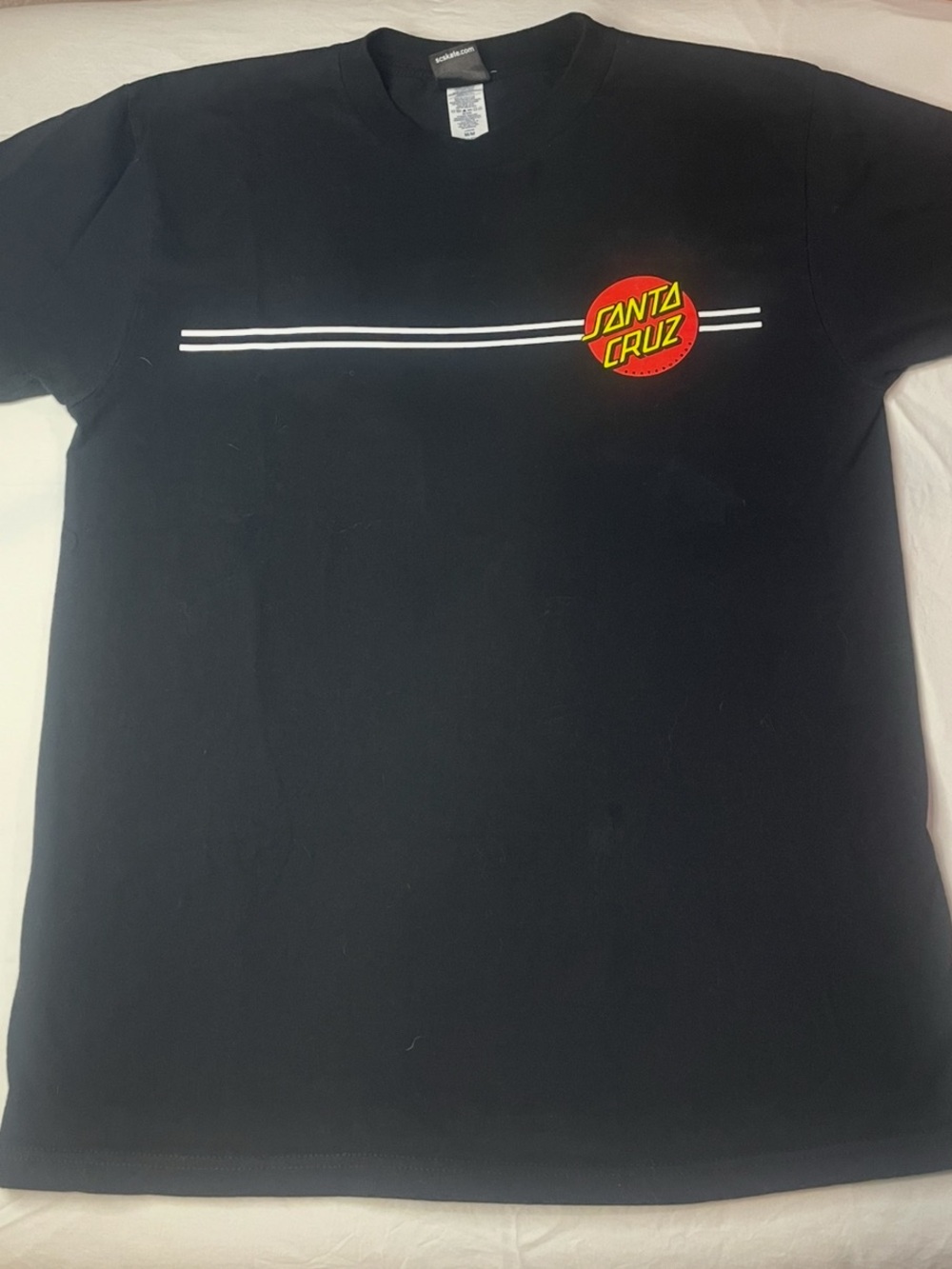 Santa Cruz Skateboards Black Tee with Red and Yellow Logo